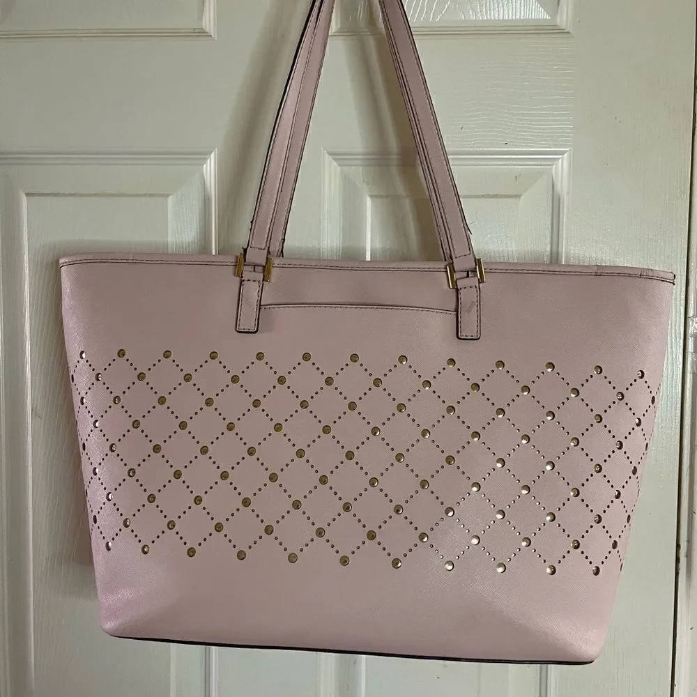Michael Kors  Carry all tote leather Blossom Pink perforated gold tone laid over